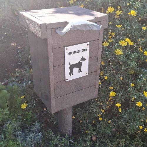 Doggy Poo bin with lid and compartment for plastic bags (330x280x500H)